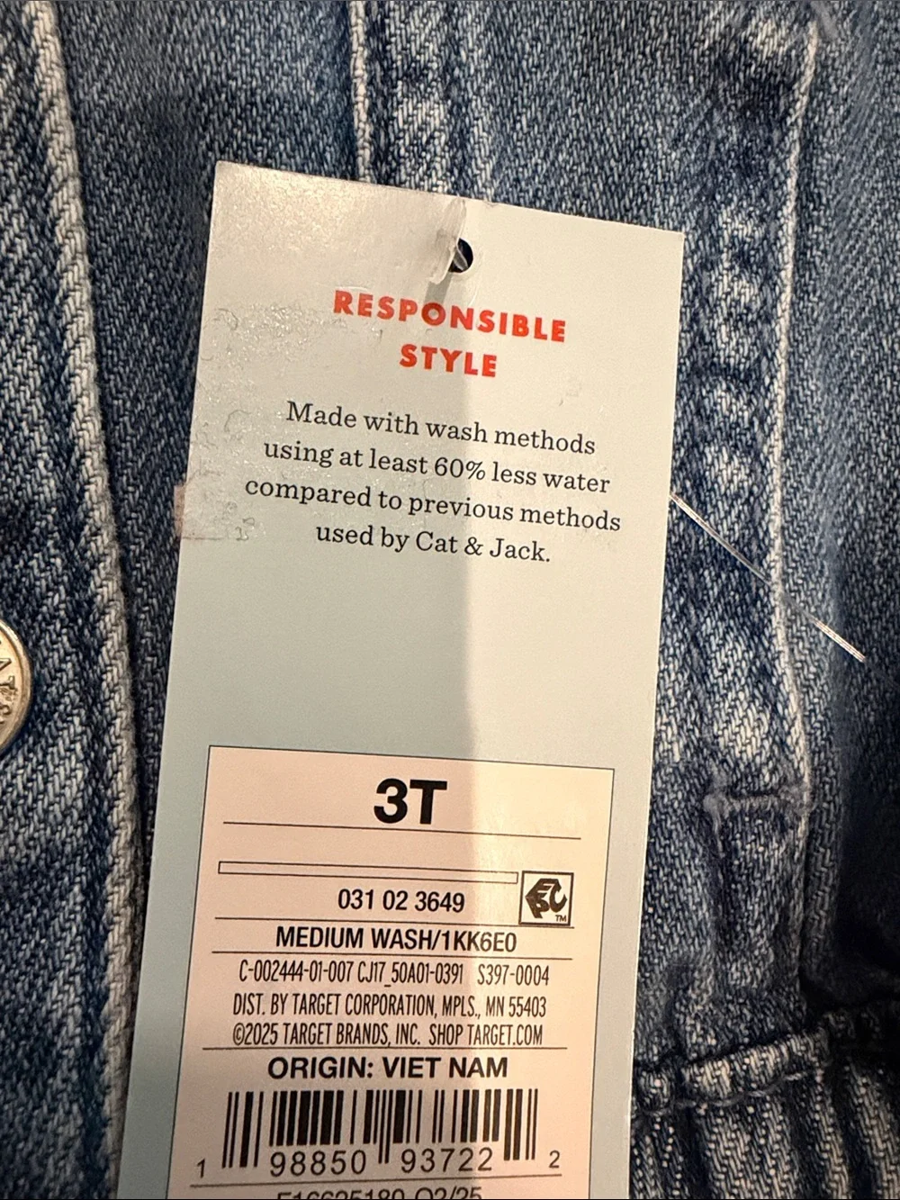Toddler Girls Ruffle Sleeve Denim Jacket-Cat & Jack Medium Wash NWT Size 3T